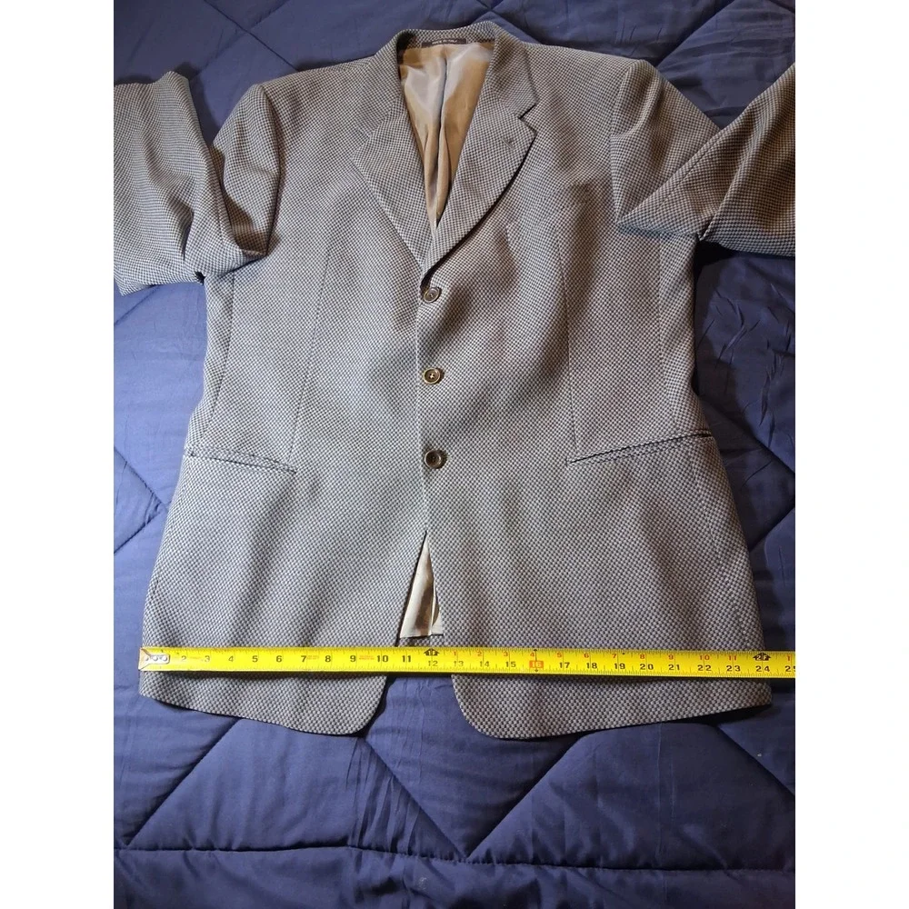 Armani Collezioni Mens Gray Micro Houndstooth‎ 3-Button Blazer Sport Coat Italy